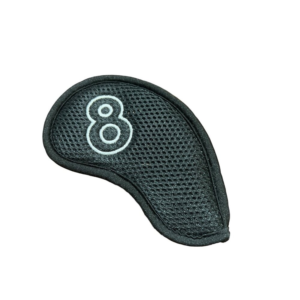 Black Mesh Golf Putter Headcover With Number 8 Embroidered